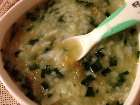 ほうれん草とタラのお粥